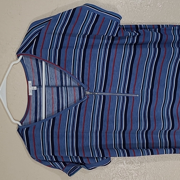 Striped multicolored Blouse Ava James size L zip up - Picture 3 of 7